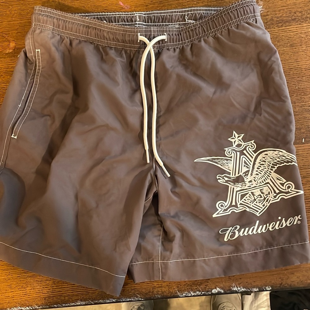 budweiser swim trucks! Havent been worn before but the linning is cut out ofthem